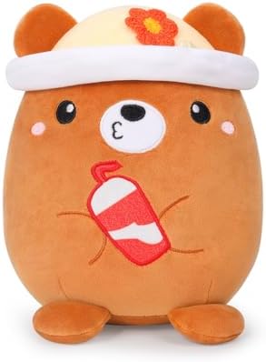 AIXINI Cute Brown Bear Plush Pillow 8 Inch Stuffed Animal Toy