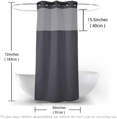 Ecoehoe Folding 36 x 72 Shower Curtain Set with Magnet Liner