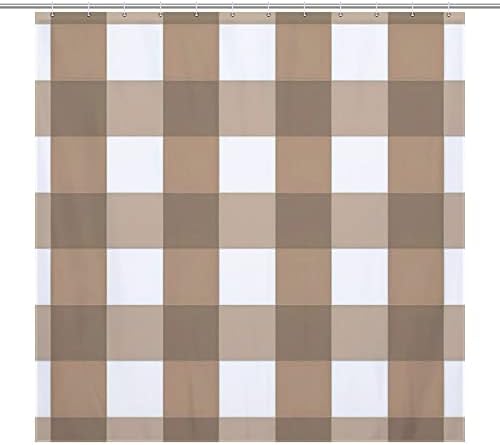 Buffalo Plaid Print Shower Curtain with 12 Hooks