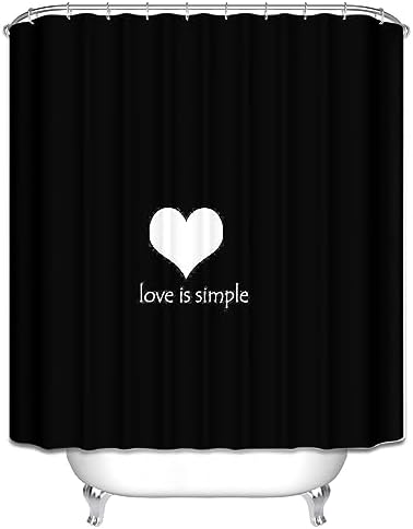 Stylish Heart Pattern 65 x 70 Shower Curtain with Grommet Hooks
