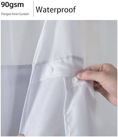 Planially No Hooks Shower Curtain Set