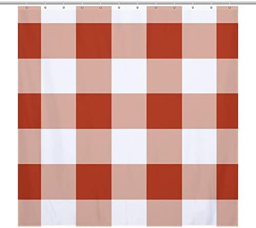 High-Quality Buffalo Plaid Bath Shower Curtain with 12 Hooks