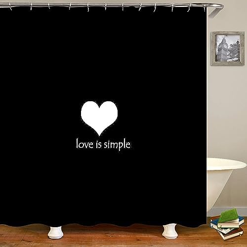 Stylish Heart Pattern 65 x 70 Shower Curtain with Grommet Hooks