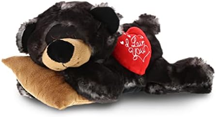 DolliBu I Love You Valentine Black Bear Plush with Pillow