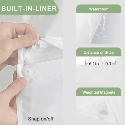 Heavy-Duty No Hook Waffle Weave Shower Curtain Hotel Quality White