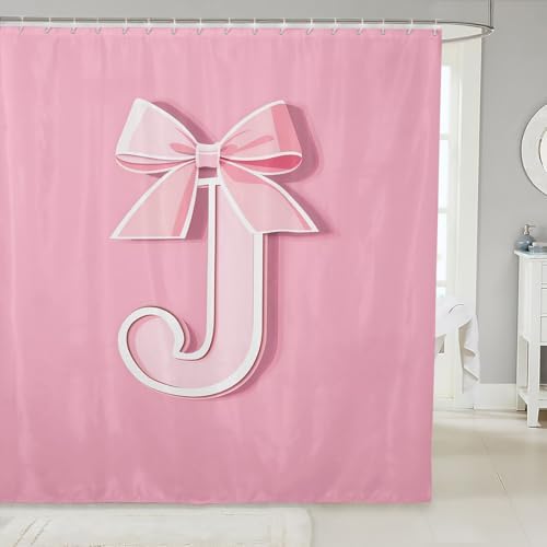 GIRL-FRIENDLY PINKBowknot SHOWER CURTAINPersonalized shower curtain - 72x72 inches waterproof unique design