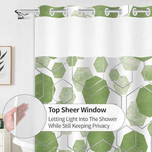 Elegant Sage Green Geometric Shower Curtain