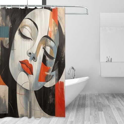 DAOWANGZUO Abstract Girl Boho Shower Curtain Set 72x72in