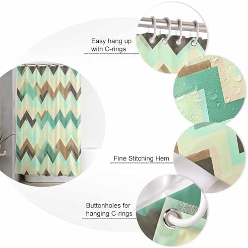 Turquoise Green Abstract Turboline Washable Shower Curtain