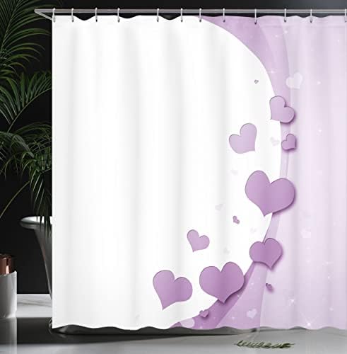 Ambesonne Love Shower Curtain Pastel Purple Valentines Day