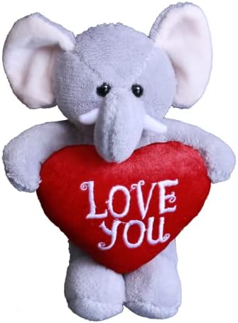 Plushland Red Heart Elephant Stuffed Animal - 8 Inches