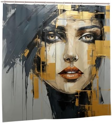 Unique Face Oil Painting Shower Curtain Set