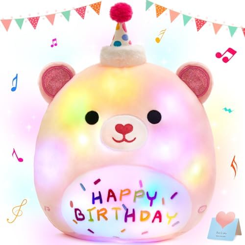 Happy Birthday Teddy Bear Glow Singing Plush Pillow