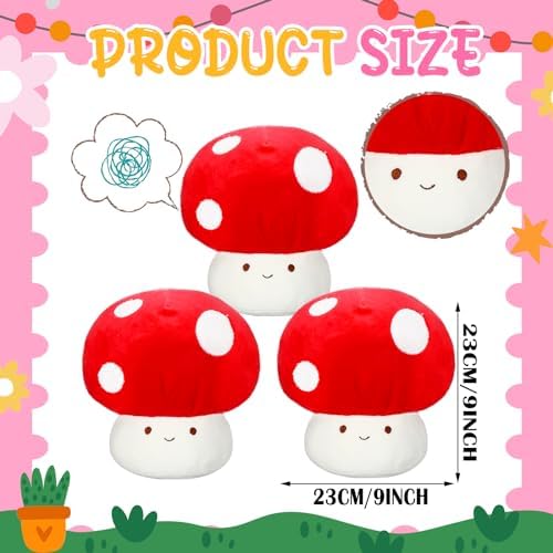 Huwena 3 Pcs Mushroom Plush Pillows 9 Inch 1