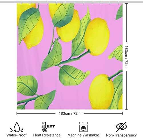 Sweet Natural Fruit Pattern Bath Curtain with 12 Hooks