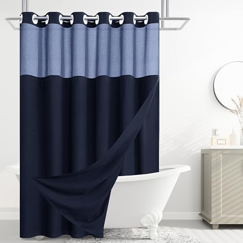 No Hooks Needed Luxury Water-Resistant and Easy-Wash Linen Shower Curtain Set