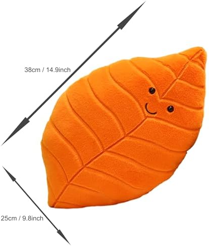 Soft Plush Orange Leaf Pillow for Home Decor