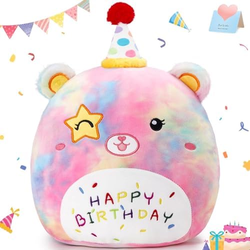 Happy Birthdays with Peace Bear Plush Pillow