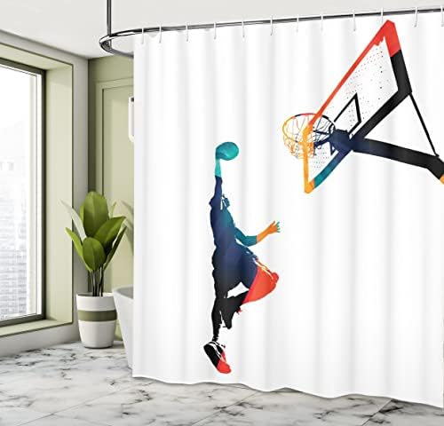 Ambesonne Sports Shower Curtain Basketball Mural 69 W x 70 L