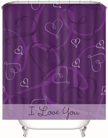 Homxi Purple Heart Shower Curtain 70x70 Luxury Bathroom Curtain with Hooks