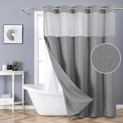 Luxury Hotel Quality Gray Shower Curtain with Liner
