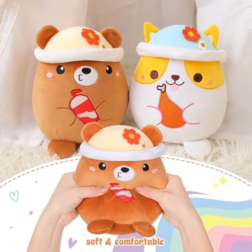 AIXINI Cute Brown Bear Plush Pillow 8 Inch Stuffed Animal Toy
