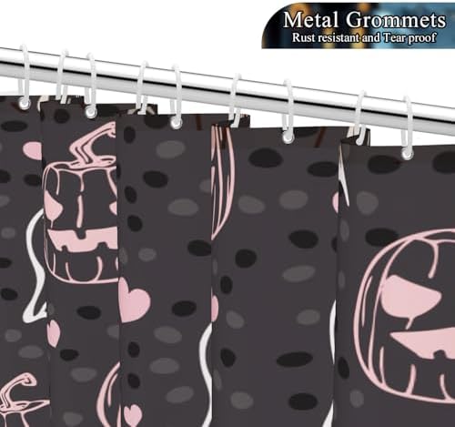 Sillsloso Halloween Pink Ghost Pumpkin Bathroom Curtain Waterproof 60x72 inch