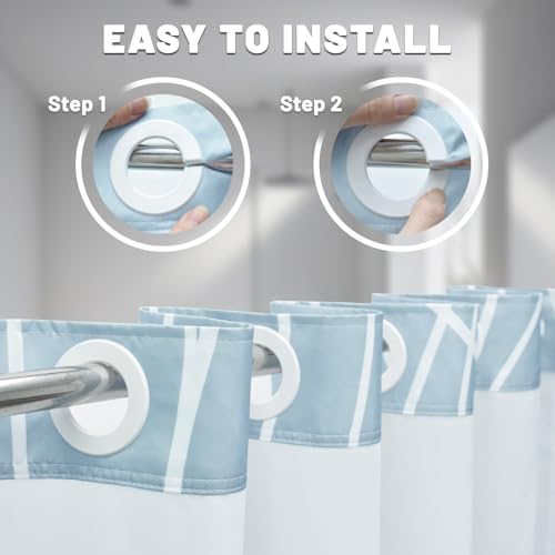 Sleek Blue Striped Shower Curtain Set