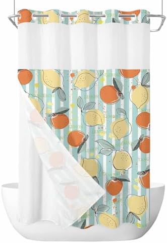 No Hook Shower Curtain with Snap in Liner Set