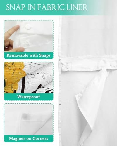 Prime Leader Rustic Bee Bath Shower Curtain with Snap-in Liner