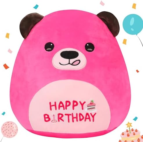Mishmallow 12 Birthday Bear Plush Pillow Hot Pink
