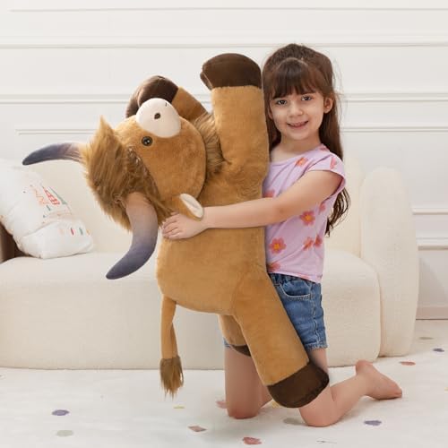 MaoGoLan 32-inch Big Highland Cow Plush Pillow