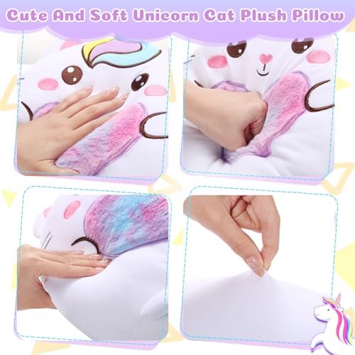 14 Inch Unicorn Cat Plush Pillow for Kids