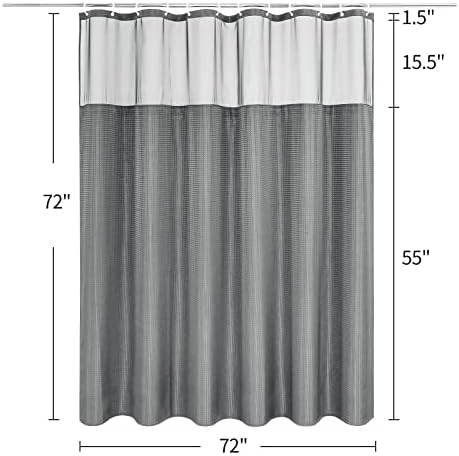 MitoVilla Grey Waffle Shower Curtain Set Luxury Heavy Duty for Relaxation
