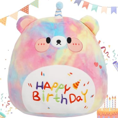 ARELUX 18in Cute Color Bear Plush Pillow