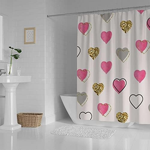 Bathroom shower curtain with 12 hooks waterproof machine washable
