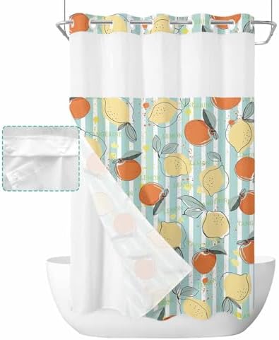 No Hook Shower Curtain with Snap in Liner Set