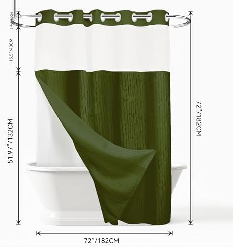 HONCO DIRECT Crumpled Olive Green Shower Curtain