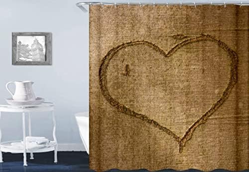 Modern Farmhouse Shower Curtain Polyester Heart Pattern 65x71 in Bathroom