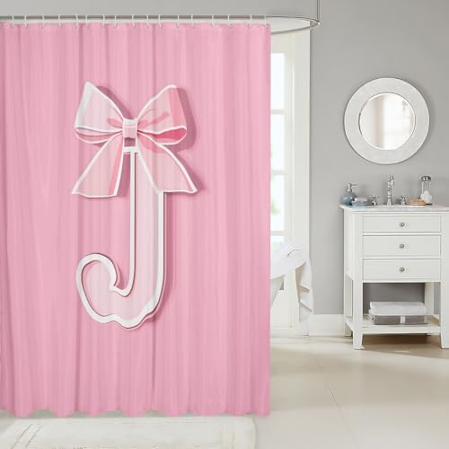 GIRL-FRIENDLY PINKBowknot SHOWER CURTAINPersonalized shower curtain - 72x72 inches waterproof unique design