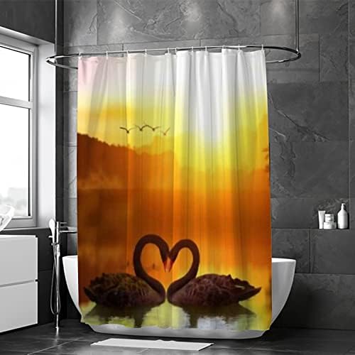 Hapuxt Black Swan Decorative Shower Curtain 12 Hooks