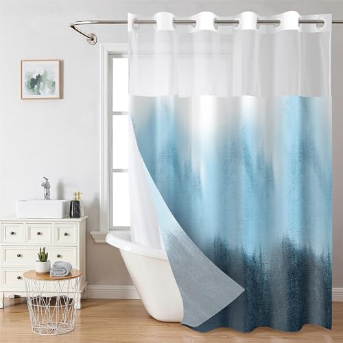 Planially No Hooks Shower Curtain Set