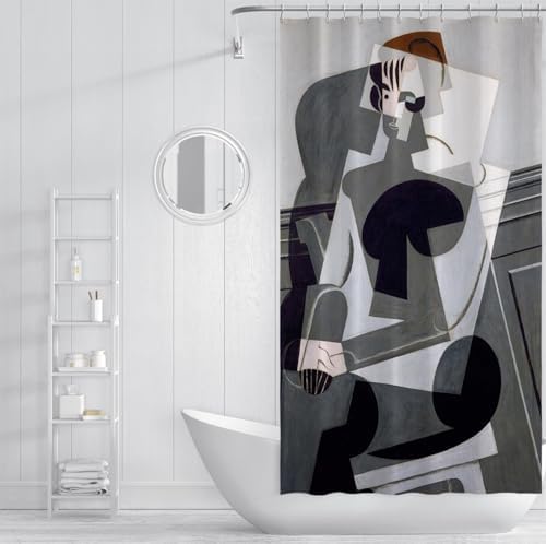 Modern Abstract Art Shower Curtain with Hooks