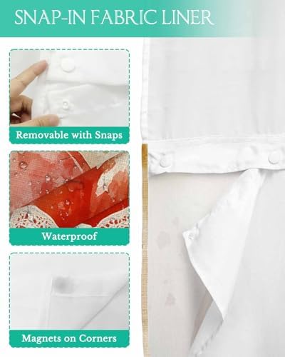 No-Hook Waterproof Shower Curtain Set