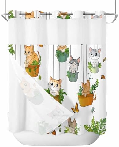 Premium No Hooks Shower Curtain Set with Liner