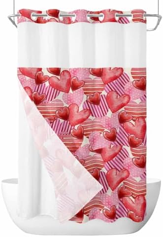 Waterproof See-Through No-Hook Shower Curtain Set
