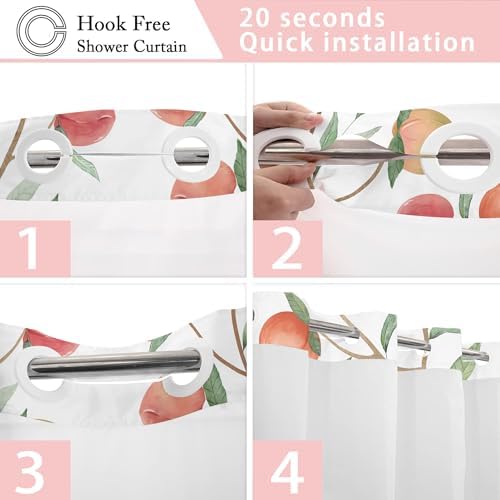 Charming Peach Shower Curtain Set with Fabric Liner for Your Bathroom