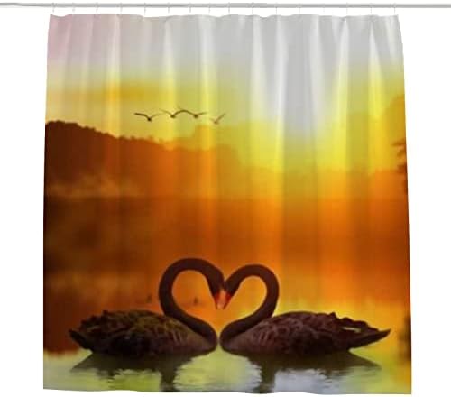 Hapuxt Black Swan Decorative Shower Curtain 12 Hooks