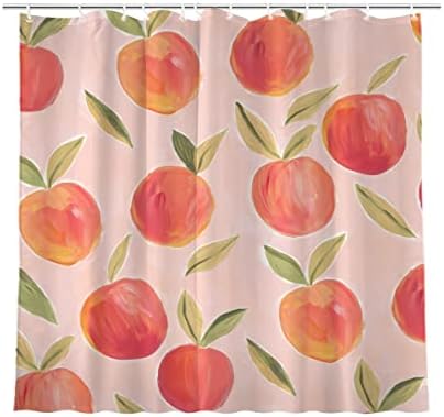 KOMIKU Pink Peach Fruit Shower Curtain Delight Your Bathroom