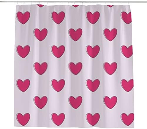 Hapuxt Romantic Heart Shower Curtain Set 60x72 Inch